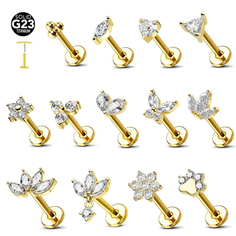 ASTM F136 G23 티타늄 꽃 나사없는 귀걸이 피어싱 꽃잎 잎 하트 나비 핀 Daith Conch Push in Labret Stud title=ASTM F136 G23 티타늄 꽃 나사없는 귀걸이 피어싱 꽃잎 잎 하트 나비 핀 Daith Conch Push in Labret Stud 
