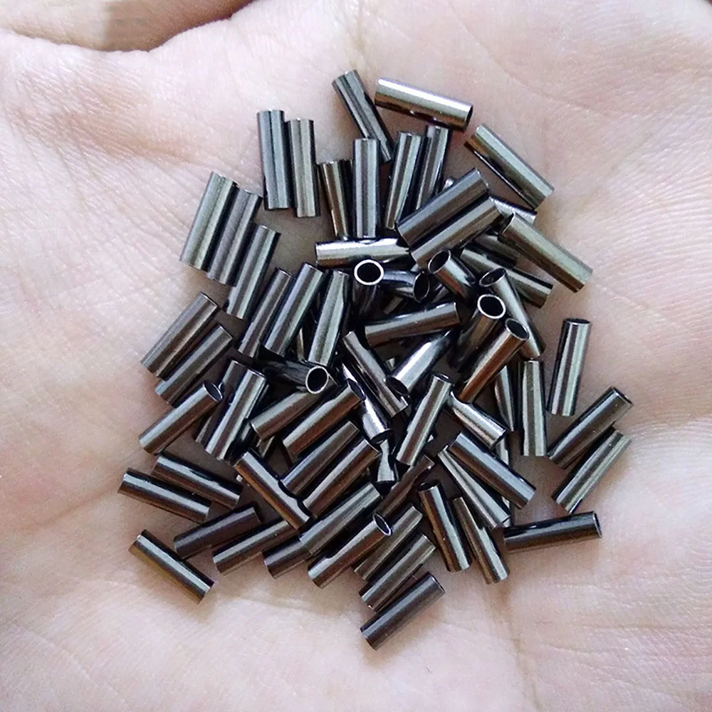 100Pcs 단일 배럴 압착 슬리브 구리 튜브 낚시 라인 슬리브 압착 슬리브 케이블 와이어 커넥터 낚시 태클