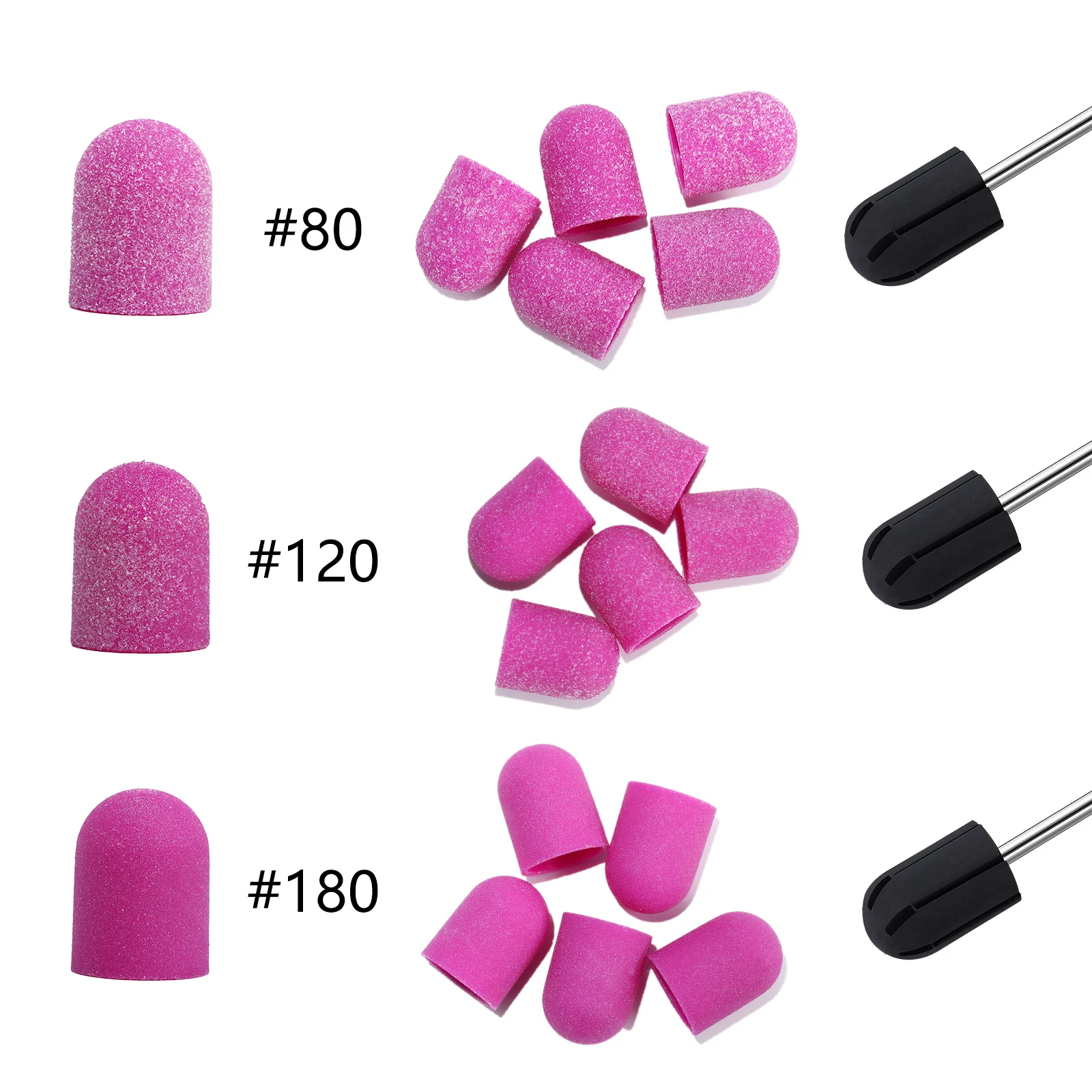 2 크기 샌딩 밴드 블록 캡 전문 페디큐어 풋 케어 도구 그릿 네일 샌딩 캡 전기 네일 드릴 커터 선물