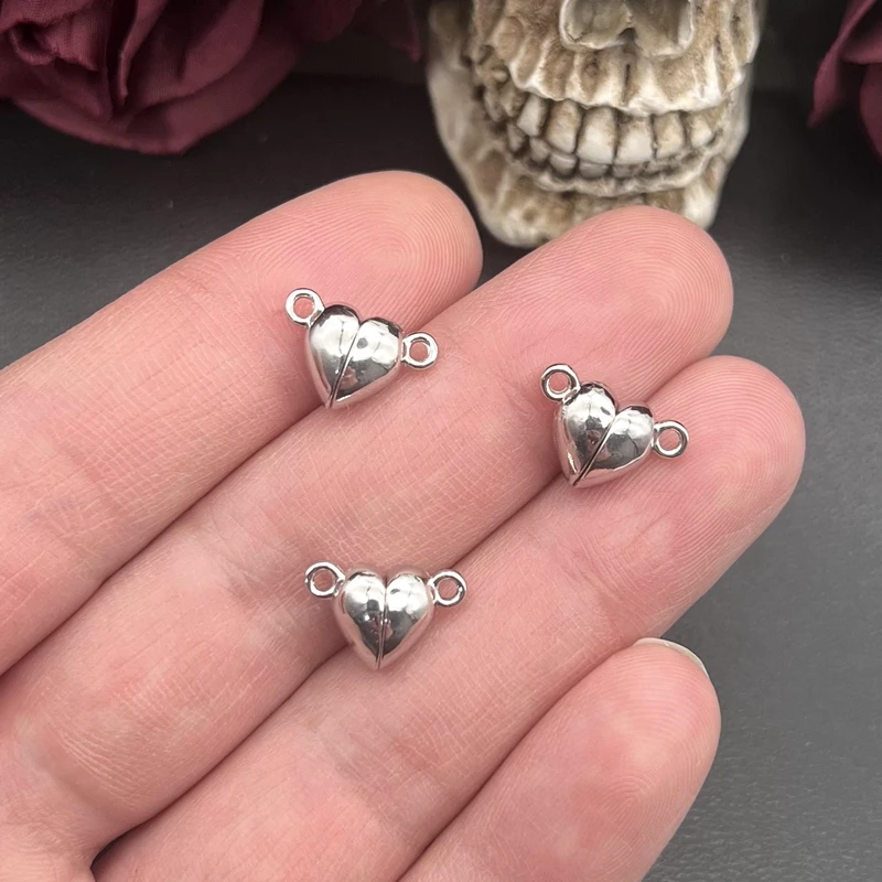 10sets(20pcs) 실버 컬러 하트 라운드 마그네틱 스냅 매력 도구 펜던트 맞는 DIY 수제 금속 보석 찾기 용품 만들기 title=10sets(20pcs) 실버 컬러 하트 라운드 마그네틱 스냅 매력 도구 펜던트 맞는 DIY 수제 금속 보석 찾기 용품 만들기 