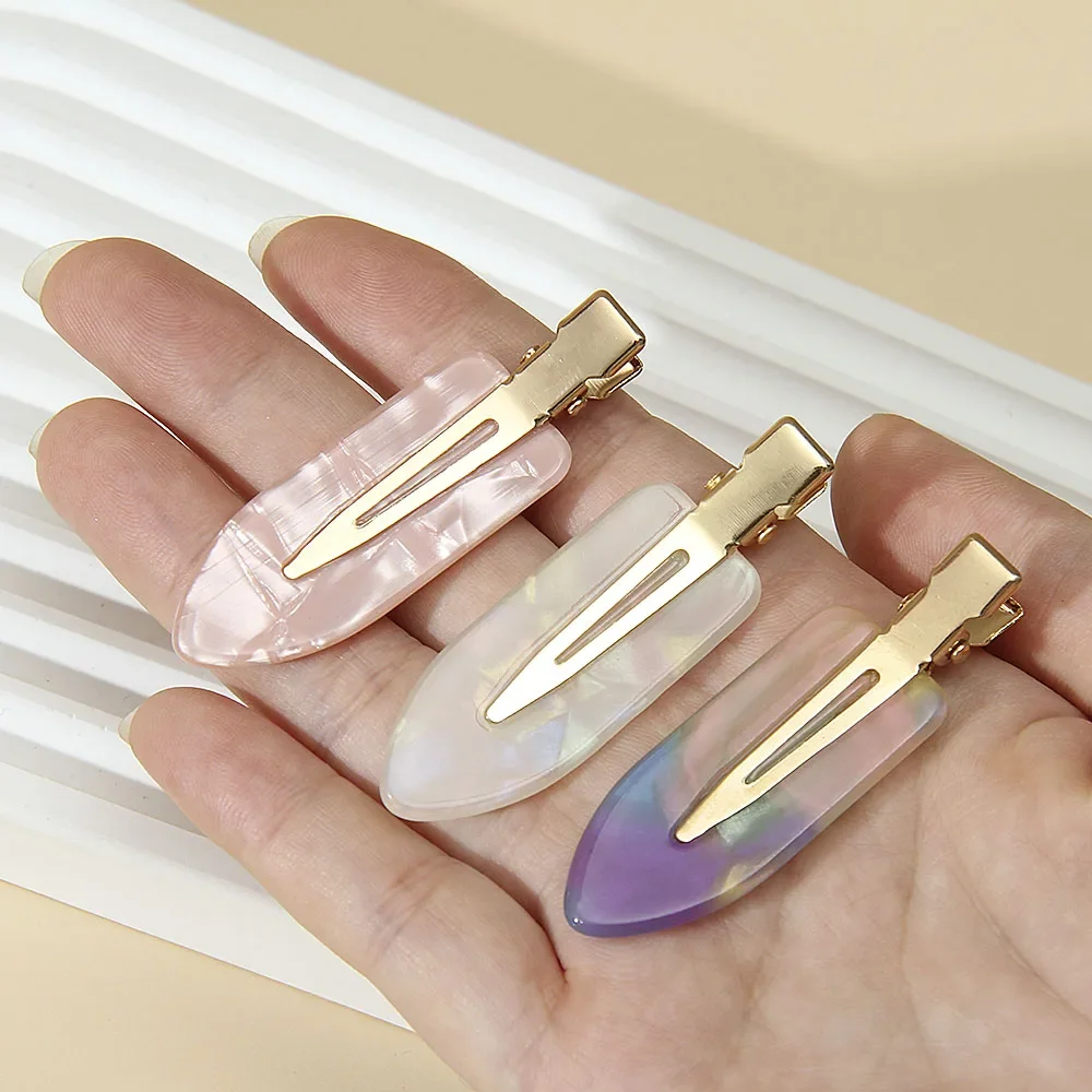 Cwllrn Girls Leopard 원활한 헤어 클립 세트 여성 아세테이트 시트 No Bend Bangs 클립 Duckbill Hairpins 메이크업 헤어 스타일링 도구