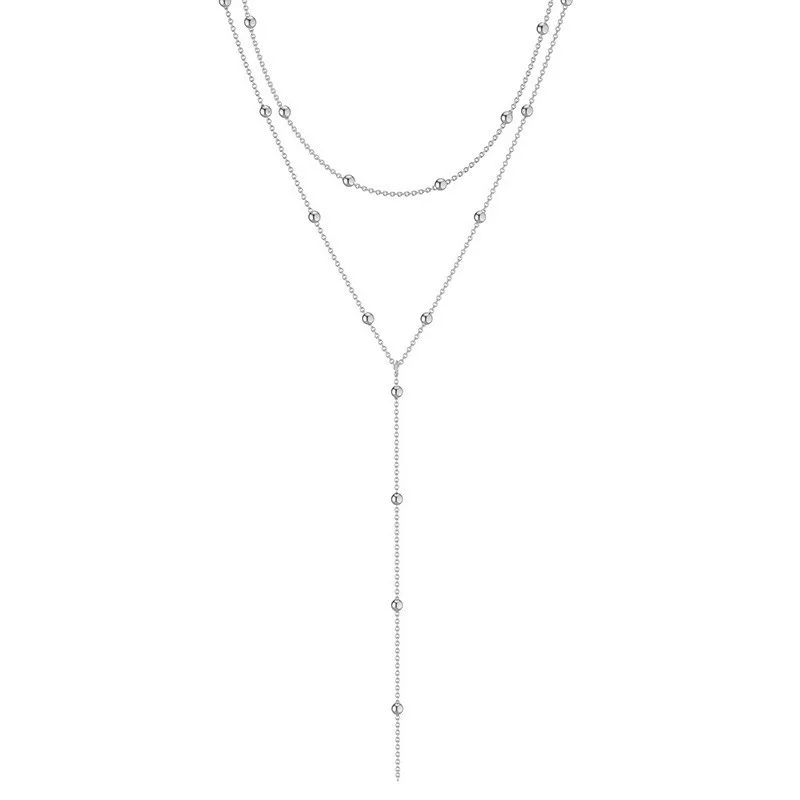 여성을위한 황금 도금 올가미 목걸이 패션 더블 Laryered 긴 체인 드롭 펜던트 초커 목걸이 패션 선물