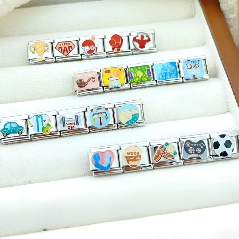 새로운 오리지널 아버지의 날 선물 이탈리아 매력 링크 맞는 9mm 모듈 형 팔찌 스테인레스 스틸 쥬얼리 만들기