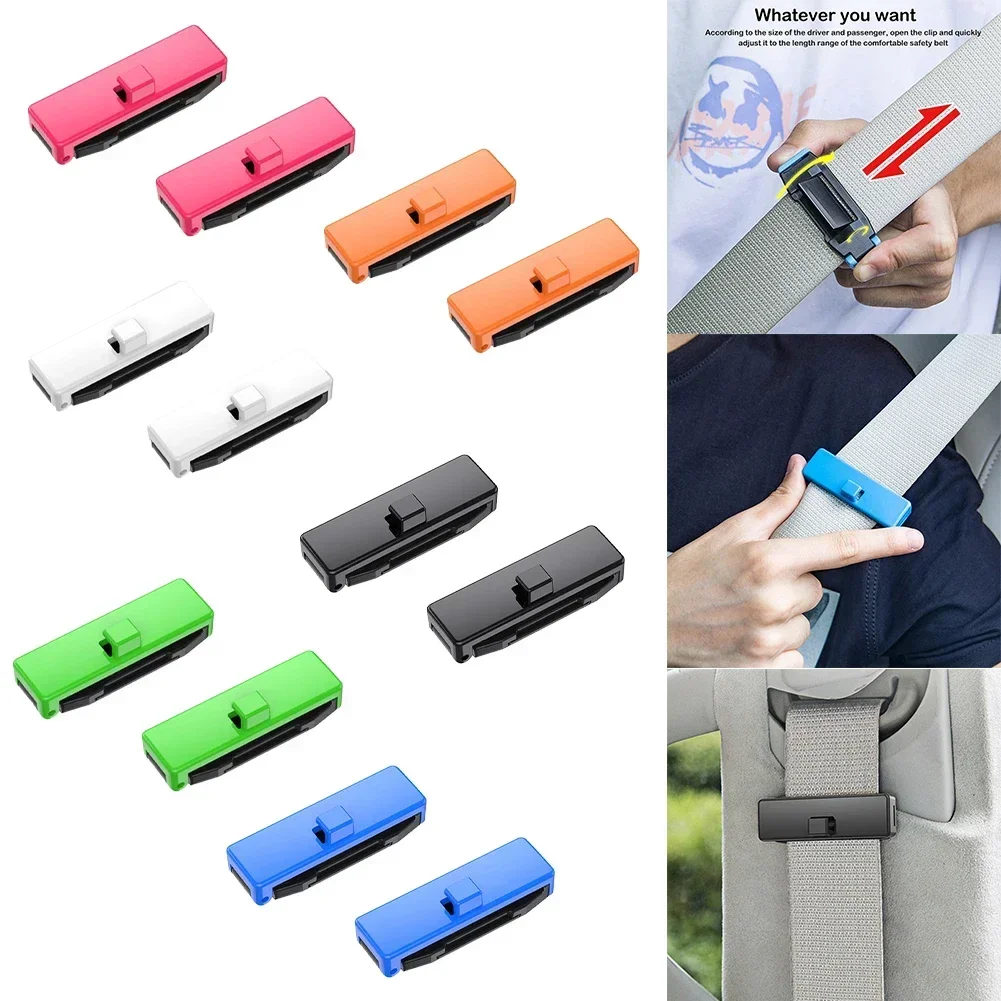 2Pcs 조정 가능한 자동차 안전 좌석 벨트 홀더 스토퍼 버클 클램프 자동차 좌석 벨트 고정 클립 자동차 좌석 벨트 장식품 액세서리