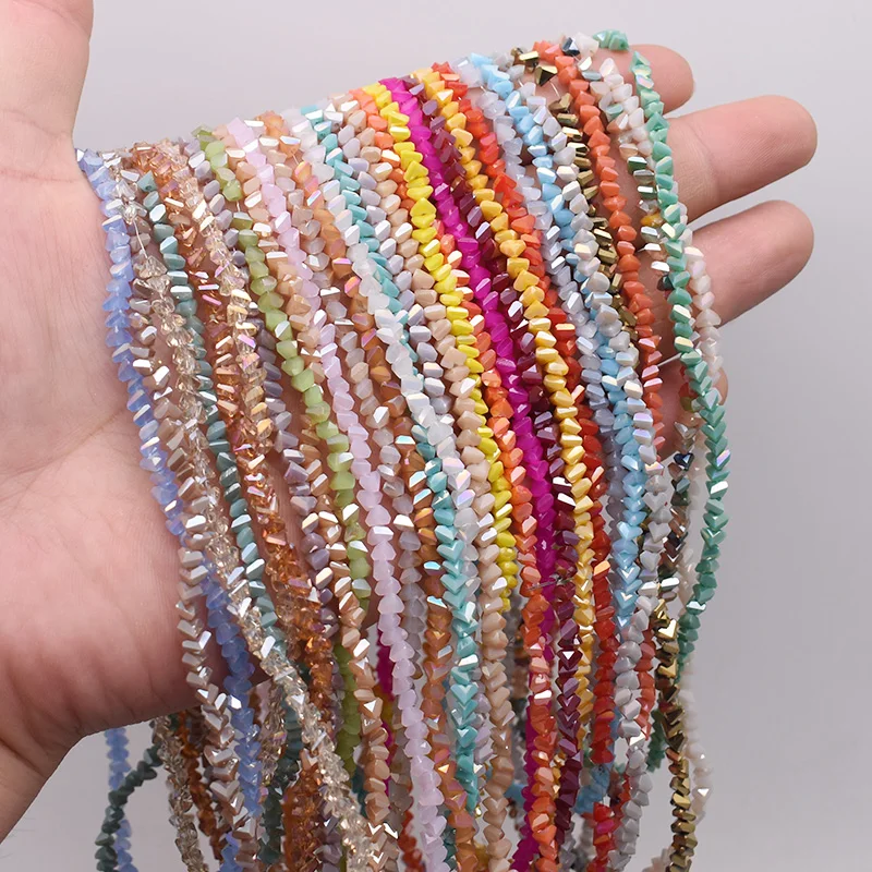 DIY 귀걸이 목걸이 제작용 삼각형 크리스탈 비즈, 느슨한 크리스탈 유리 비즈, 45 색 고품질, 4mm, 130 개