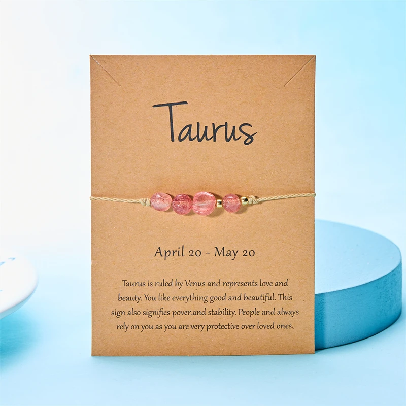 12 별자리 천연석 비즈 여성용 팔찌 조디악 징후 팔찌 양자리 황소 자리 처녀 자리 우정 커플 생일