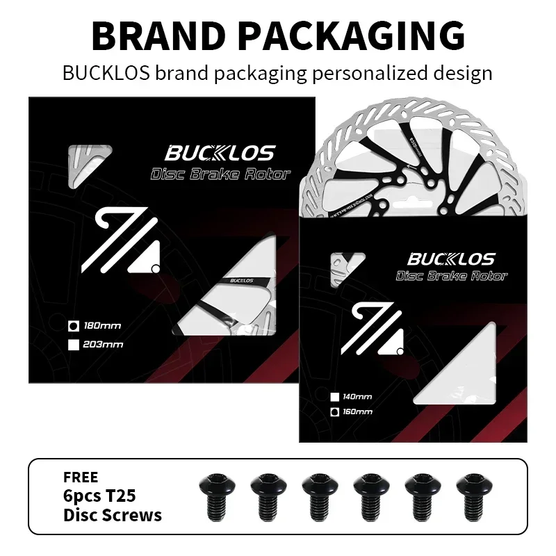 BUCKLOS 초경량 MTB 자전거 유압 디스크 브레이크 로터 160/180/203mm 산악 도로 경주 자전거 브레이크 디스크 (6 개의 무료 볼트 포함)