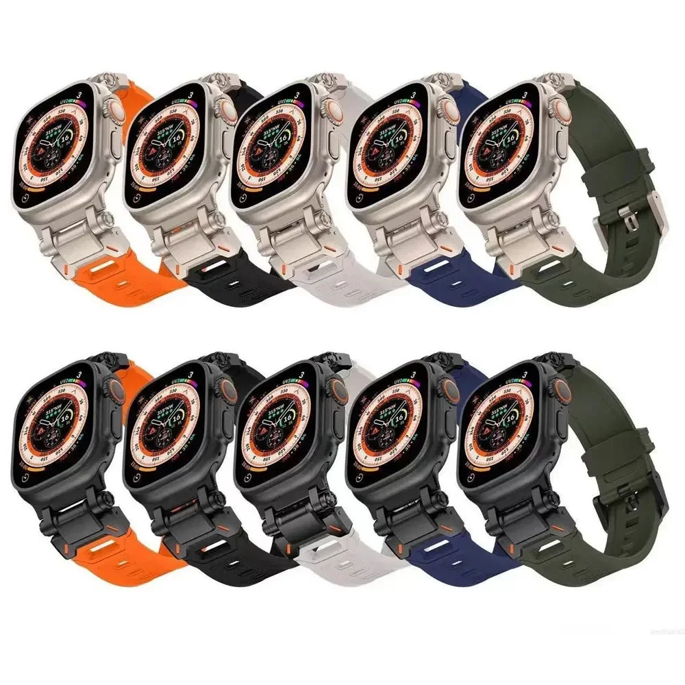 Apple Watch Ultra 49mm 스트랩 44mm 45mm 46mm 남성용 스포츠 스트랩 Iwatch 시리즈 10 9 8 7 6 5 Se 럭셔리 팔찌 용 싱글 투어 밴드