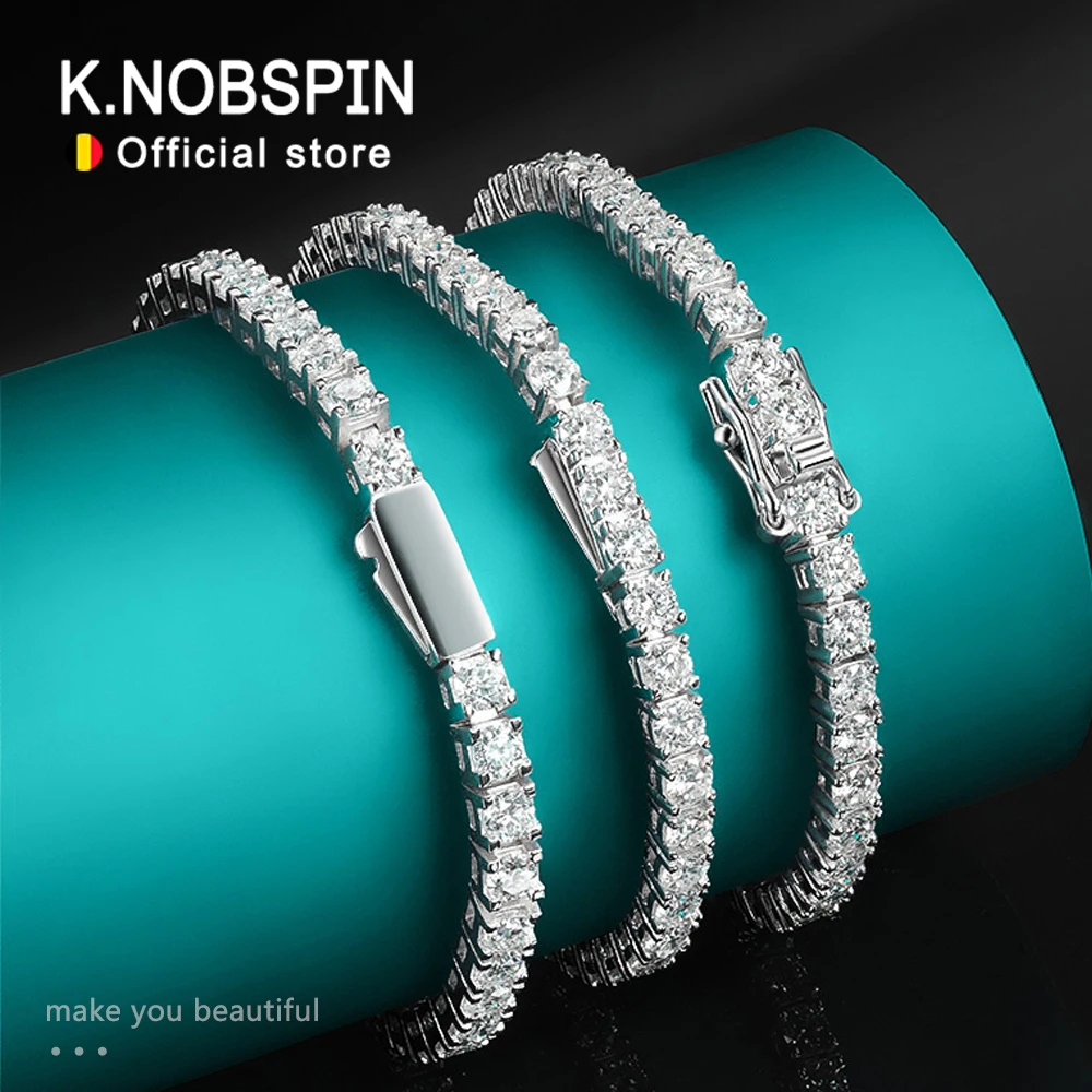KNOBSPIN D VVS1 모이사나이트 테니스 팔찌 오리지날 s925 스털링 실버 도금 18k 화이트 골드 여자 남자를위한 GRA 팔찌 title=KNOBSPIN D VVS1 모이사나이트 테니스 팔찌 오리지날 s925 스털링 실버 도금 18k 화이트 골드 여자 남자를위한 GRA 팔찌 