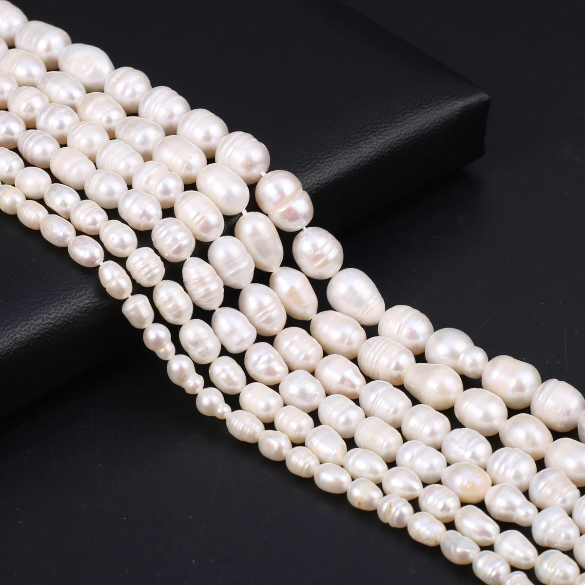 학년 쌀 모양 3-9mm 천연 담수 진주 루즈 비즈 쥬얼리 만들기 용품 DIY 목걸이 팔찌 액세서리 36cm