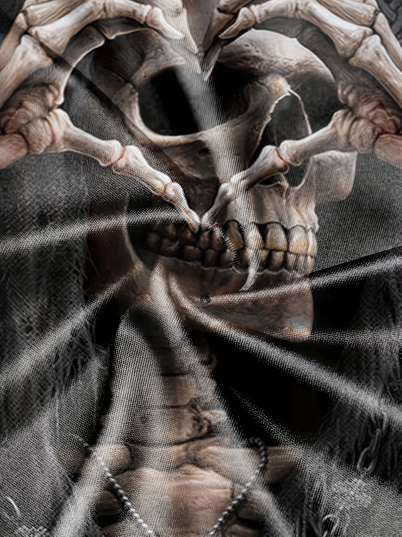 남성용 캐주얼 티셔츠, 고딕 해골 하트 핸드 그래픽 블랙 반팔 크루넥 티, 멋진 스트리트웨어, 할로윈 패션 탑