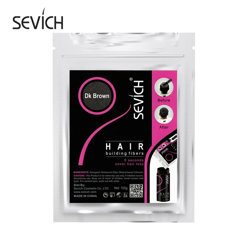 Sevich 100g 헤어 섬유 10 색 케라틴 헤어 빌딩 섬유 파우더 인스턴트 모발 성장 섬유 리필 50g 헤어 케어 제품