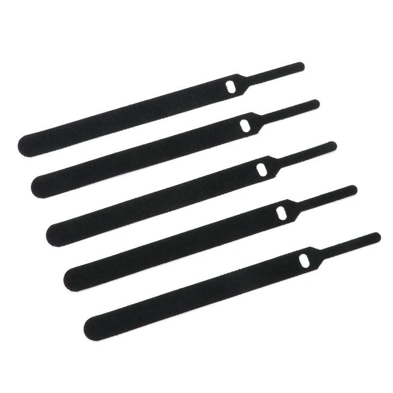 탈부착 가능한 케이블 타이 나일론 후크 루프 검정색 150 200 300mm 스트랩 랩 지퍼 번들 밴드지 타이 플라스틱 고정 와이어 정리대
