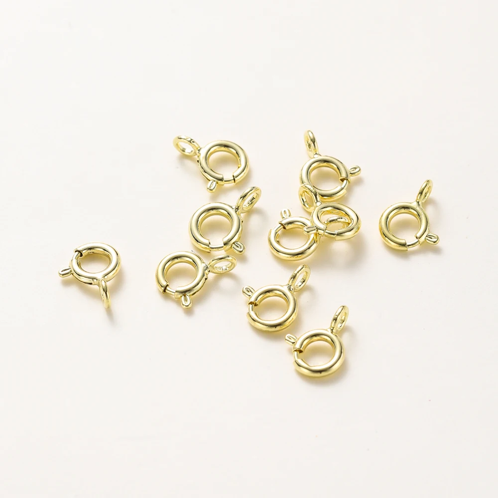10pcs/14K 18K 골드 라운드 스프링 걸쇠 점프 링 오픈 연결 걸쇠 DIY 쥬얼리 목걸이 체인 액세서리 만들기