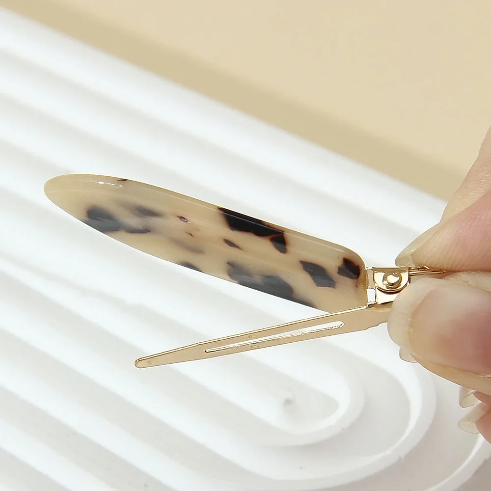 Cwllrn Girls Leopard 원활한 헤어 클립 세트 여성 아세테이트 시트 No Bend Bangs 클립 Duckbill Hairpins 메이크업 헤어 스타일링 도구