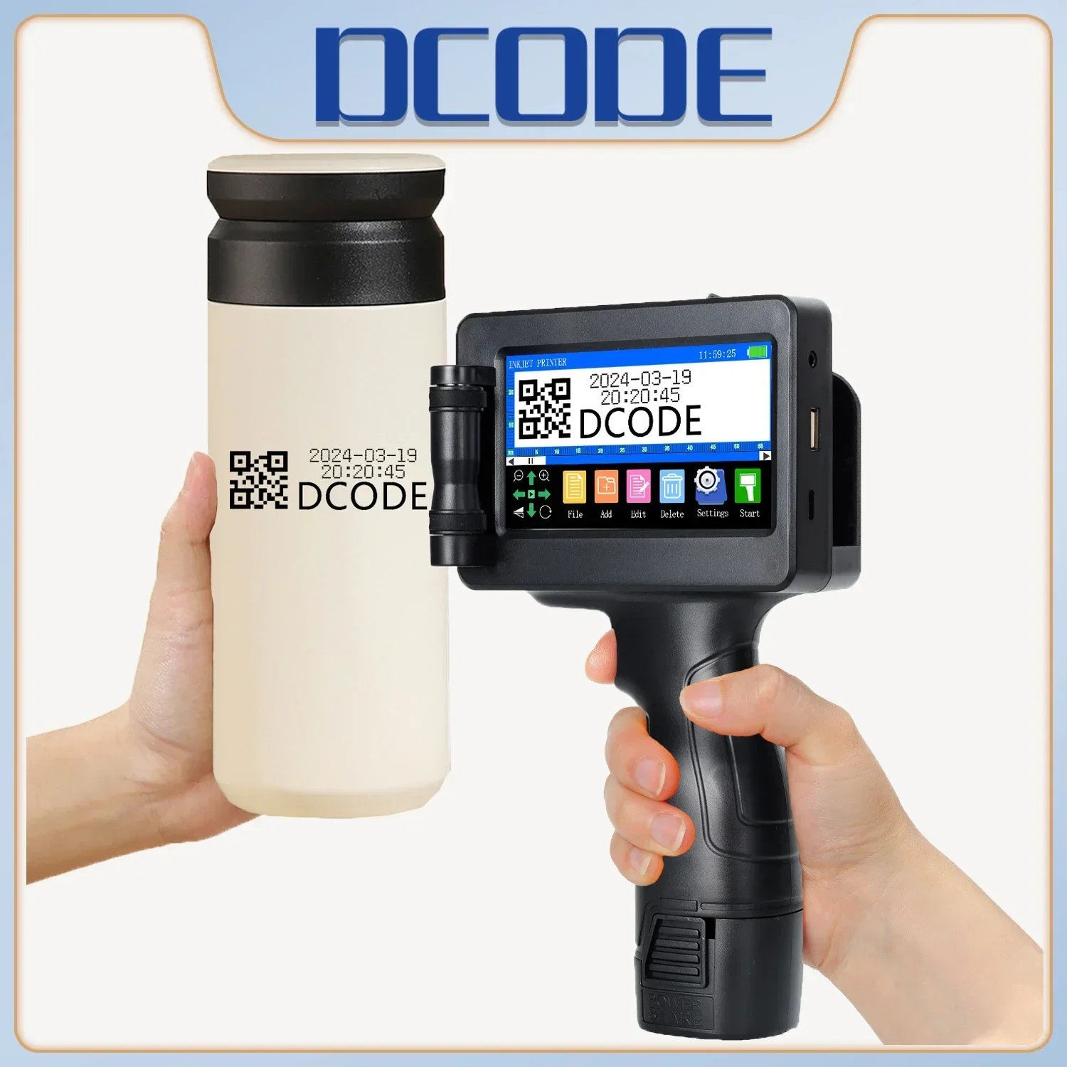 DCODE 1755PLUS 휴대용 프린터, 휴대용 잉크젯 프린터, 텍스트 QR 바코드 배치 번호, 로고 이미지 날짜 인쇄기, 12.7mm title=DCODE 1755PLUS 휴대용 프린터, 휴대용 잉크젯 프린터, 텍스트 QR 바코드 배치 번호, 로고 이미지 날짜 인쇄기, 12.7mm 