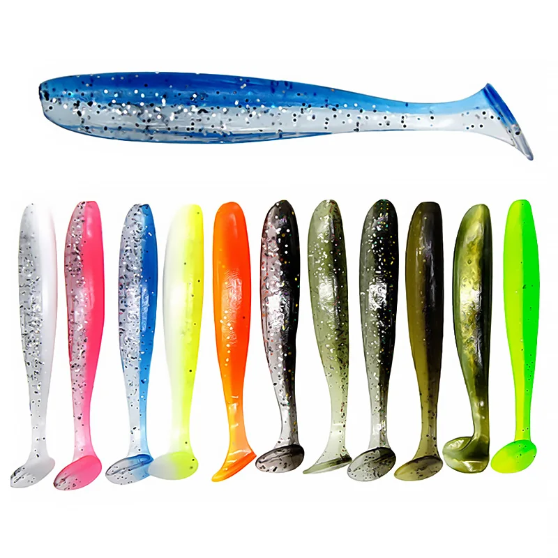 바주카포 쉐드 웜 낚시 소프트 루어 빅 실리콘 90 100mm 미끼 T 테일 Easy Shiner Wobbler Swimbait Pesca Trout Pike Bass Winter