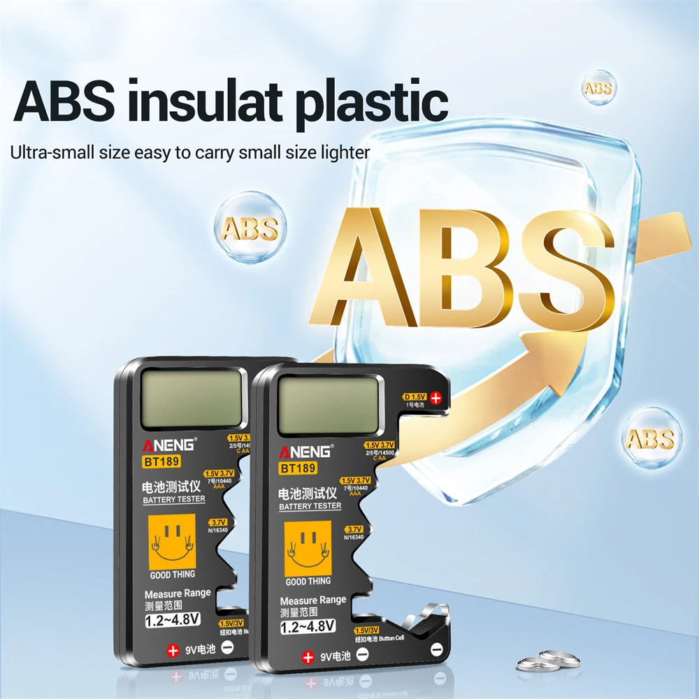 BT189 9V 배터리 테스터 AA AAA 범용 가정용 LCD 디지털 디스플레이 버튼 셀 배터리 테스터 보조베터리 감지기 도구