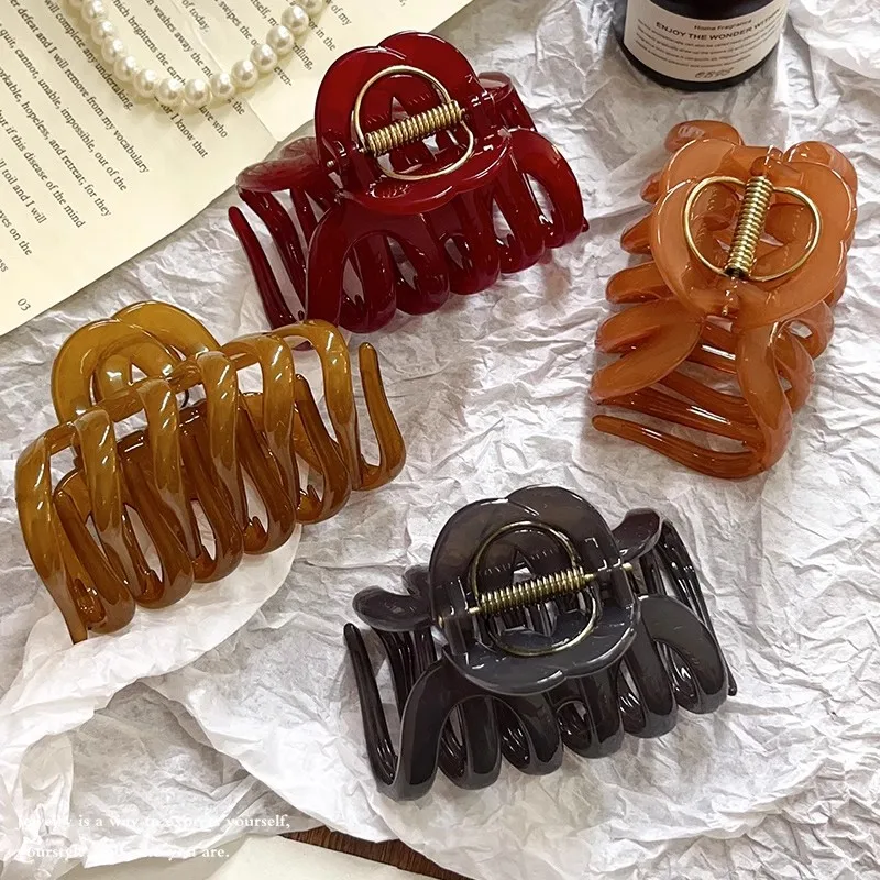 여성을위한 새로운 디자인 최고급 호박 머리 발톱 클립 달콤한 머리 장식 뒤로 긴 머리 잡아 머리띠 머리핀 헤어 액세서리