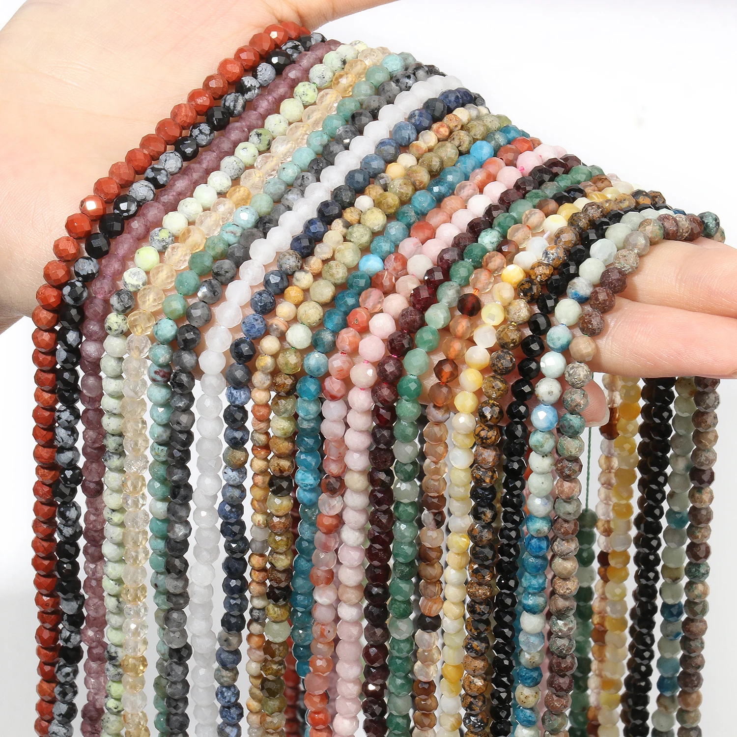 주얼리 제작용 천연 면체 황수정 오팔, 옥 오닉스 보석 스톤 비즈, 라운드 미네랄 비즈, DIY 팔찌 액세서리, 2mm, 3mm, 4mm