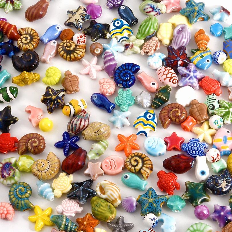 10/20/30 개/몫 다채로운 구멍 2mm 흰 동가리 거북이 스타 조가비 쉘 세라믹 비즈 쥬얼리 팔찌에 대한 귀여운 동물 Diy 공예