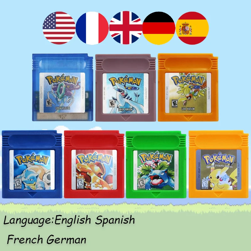 GBC 포켓몬 카트리지 번들 레드/블루/크리스탈/골드/실버/옐로우/그린(다국어 포함) title=GBC 포켓몬 카트리지 번들 레드/블루/크리스탈/골드/실버/옐로우/그린(다국어 포함)