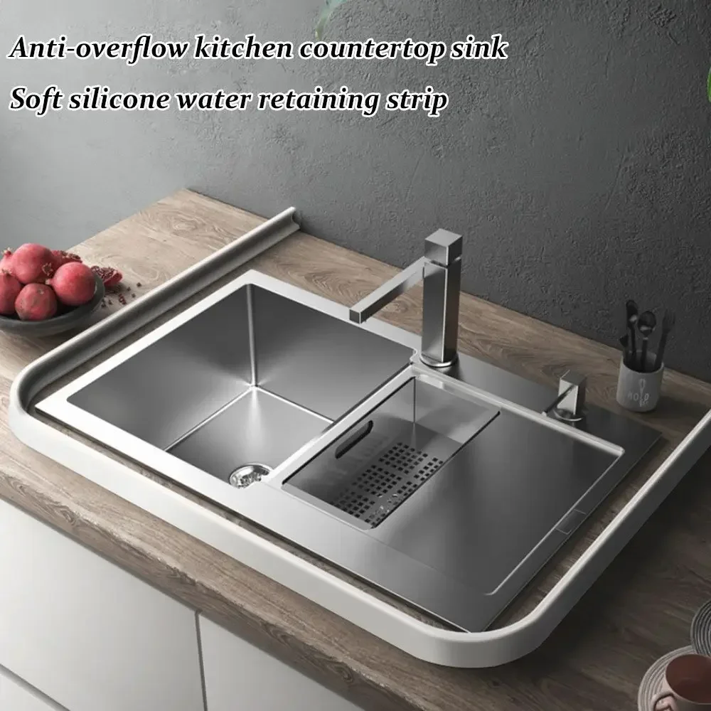 실리콘 워터 스토퍼 자체 접착 구부릴 수있는 유연한 물 유지 스트립 욕실 도어 건식 습식 분리 샤워 댐 배리어