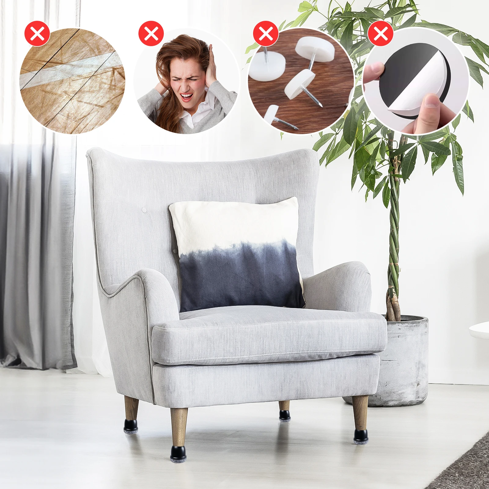 16PCS 의자 다리 보호대 미끄럼 방지 실리콘 360 ° 나무 바닥용 펠트 패드 바닥 포장 두꺼운 가구 다리 커버