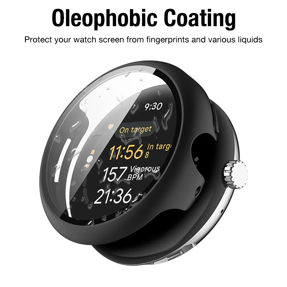 Google Pixel Watch 3용 케이스 + 유리 45mm 41mm PC 올라운드 범퍼 긁힘 방지 보호 커버 + 화면 보호기 액세서리