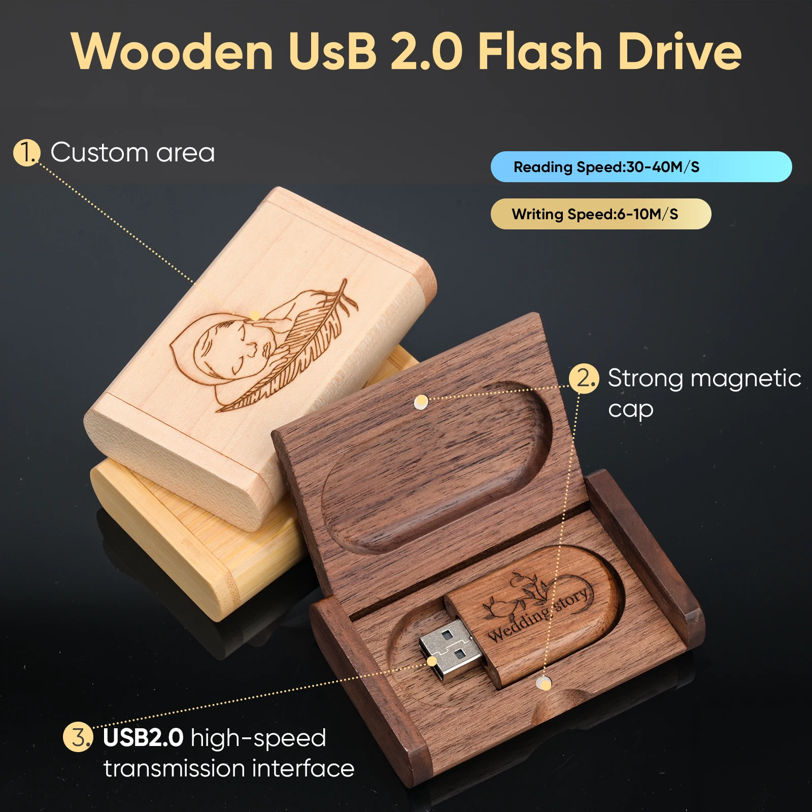 JASTER USB 플래시 드라이브 2.0 128GB 메모리 스틱 나무/대나무 무료 로고 Pendrive 4GB 8GB 16GB 32GB 64GB 펜 드라이브 결혼 선물