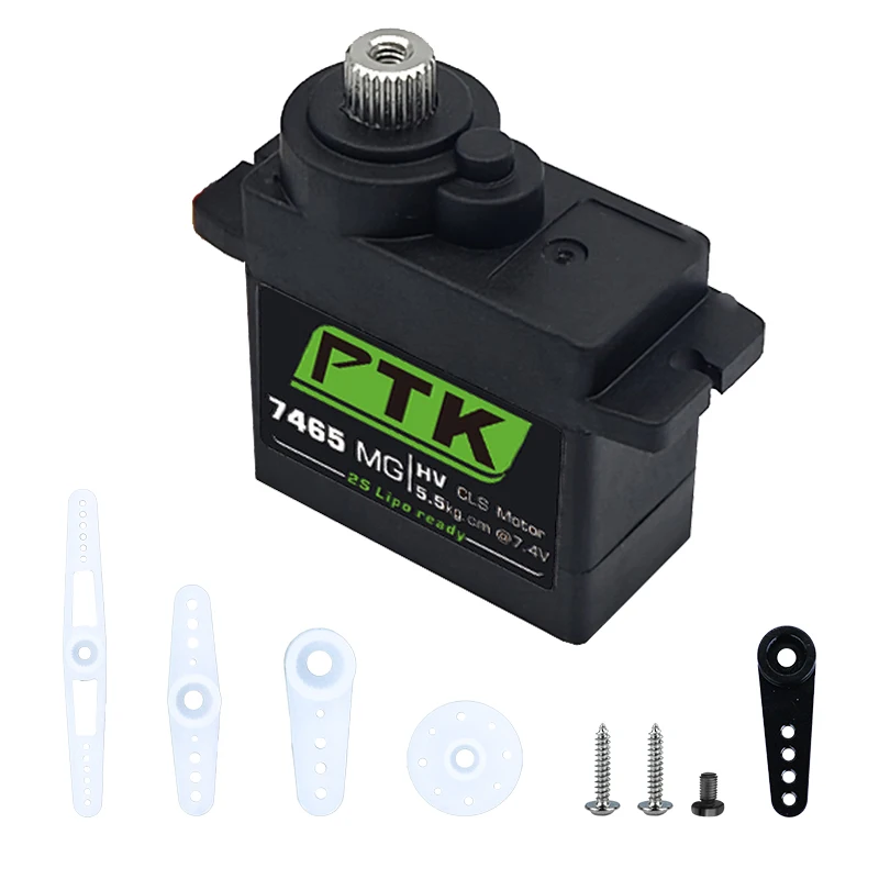PTK 7465W MG 9g 디지털 서보 메탈 기어 방수 HV 5kg 고정 날개 RC 자동차 헬리콥터 로봇 서보 180 °   1/8 서보