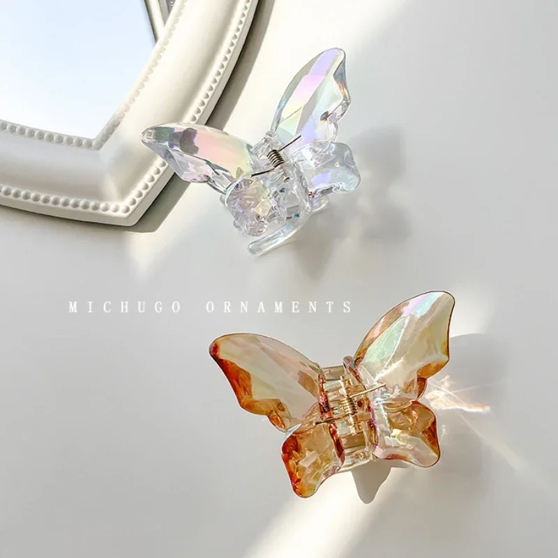 크리스탈 나비 인어 헤어 클로 걸스 백 헤드 클램프 클립, 투명 대형 헤어 클립 머리핀, 머리 장식 헤어 액세서리