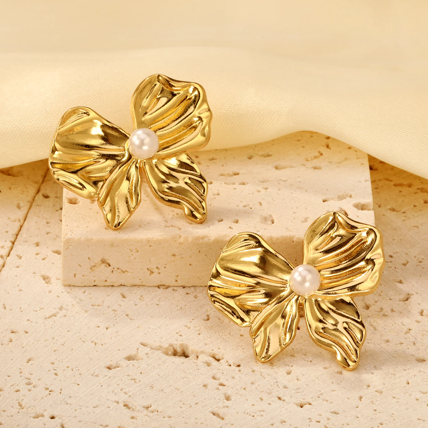 LUXUSTEEL 쉘 워터 드롭 황금 Imitaiton 진주 여성 스터드 귀걸이 스테인레스 스틸 하트 여성 귀걸이 우아한 보석 선물