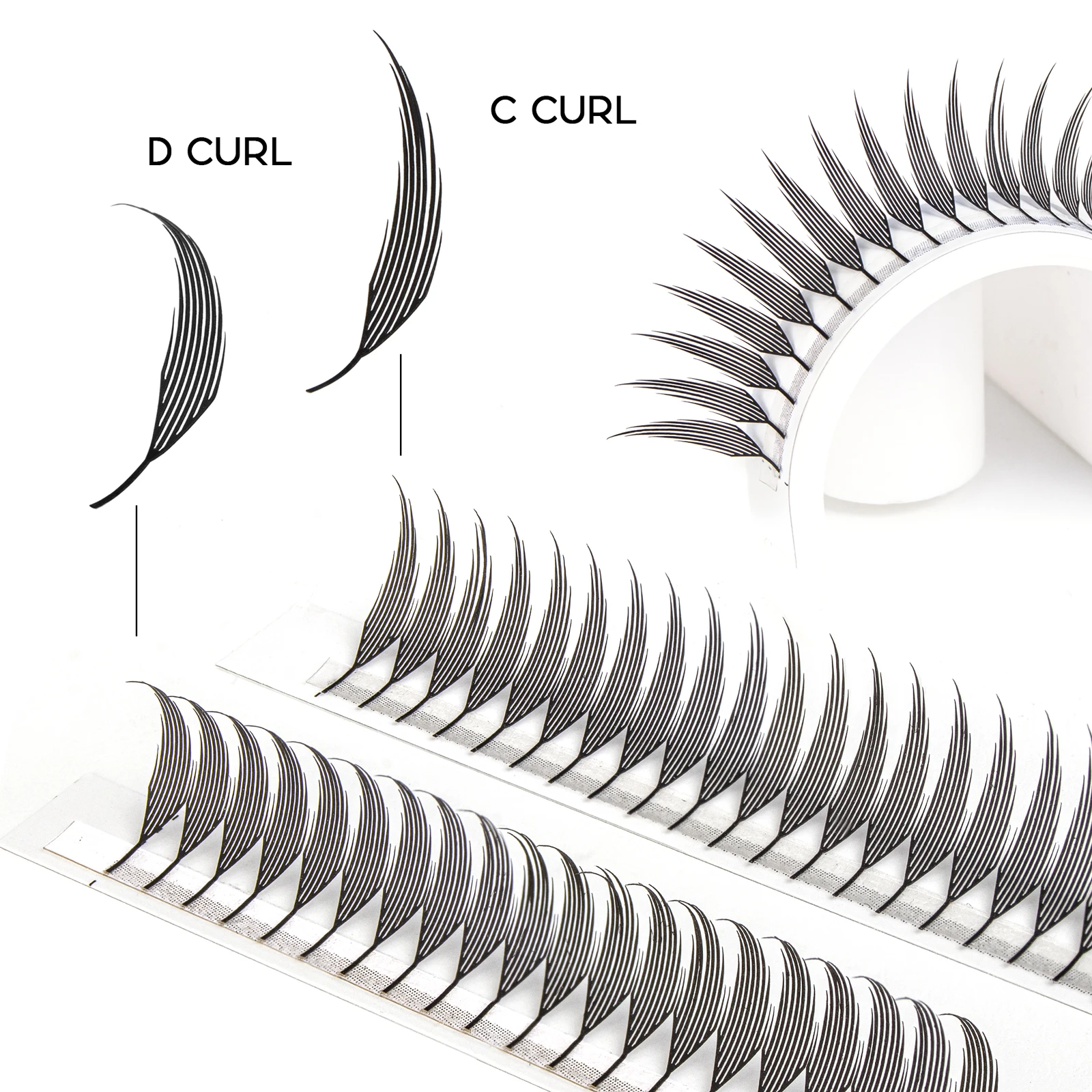 Befer Beauty 깃털래쉬 애니메이션 속눈썹 240 클러스터 만화 스타일 깃털 속눈썹 플로라 고양이 눈 속눈썹, 8-15mm C/D 컬 속눈썹 연장 공급 업체