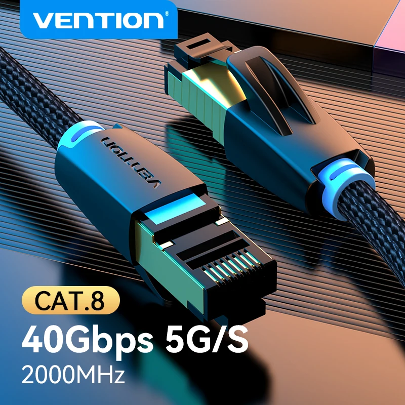 Vention CAT8 이더넷 케이블 40Gbps 2000MHz CAT 8 네트워킹 코튼 브레이드 인터넷 Lan 코드 노트북 PS 5 라우터 RJ45 케이블 title=Vention CAT8 이더넷 케이블 40Gbps 2000MHz CAT 8 네트워킹 코튼 브레이드 인터넷 Lan 코드 노트북 PS 5 라우터 RJ45 케이블 