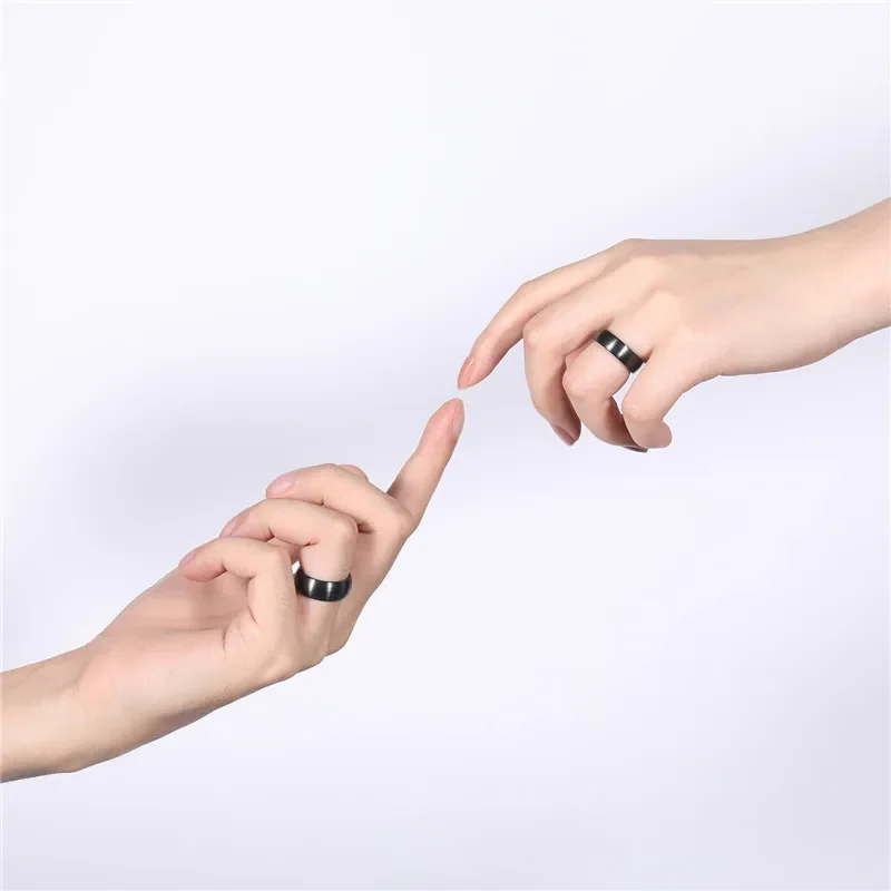 Kolmnsta 세라믹 닦았 블랙 반지 남성 여성 4mm 6mm 8mm 와이드 남성 결혼 반지 매트 anillos mujer 플러스 사이즈 4 ~ 사이즈 14