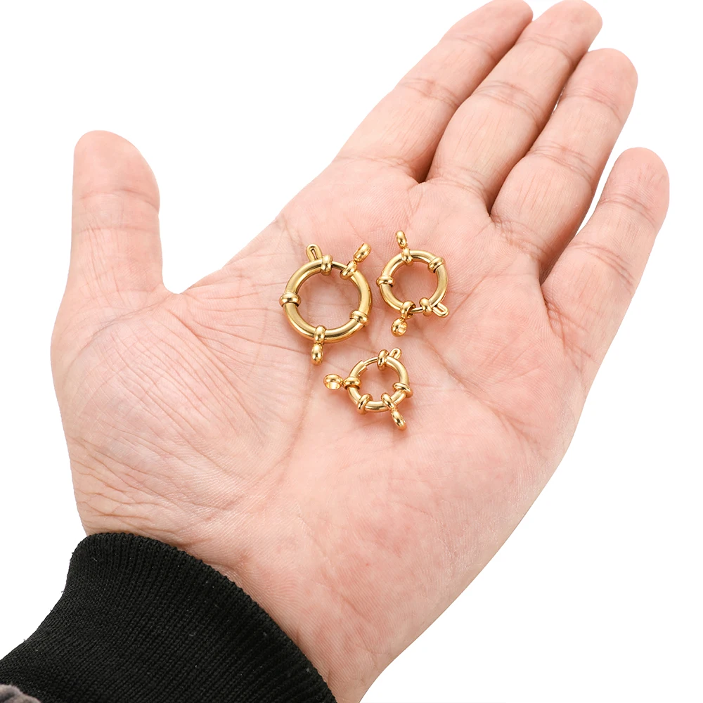 4 개/몫 스테인레스 스틸 골드 라운드 스프링 Clasps 팔찌 쇄골 목걸이에 대 한 후크 8 커넥터 DIY 쥬얼리 결과 만들기