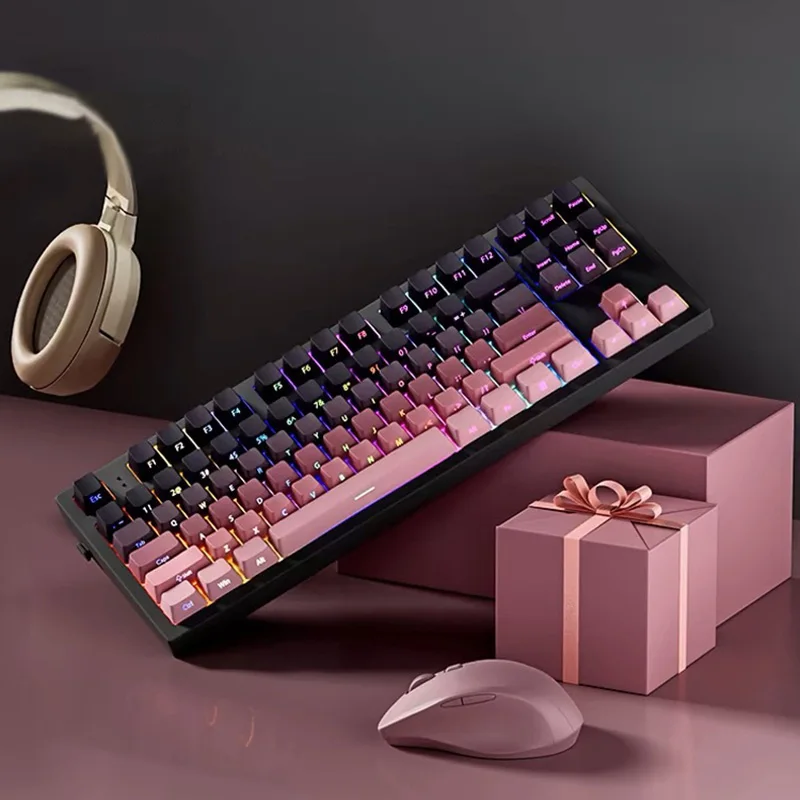 그라디언트 키캡 MX 스위치 게임용 키보드 130+키 캡용 PBT 이중 샷 OEM 프로필을 통해 측면 인쇄된 샤인