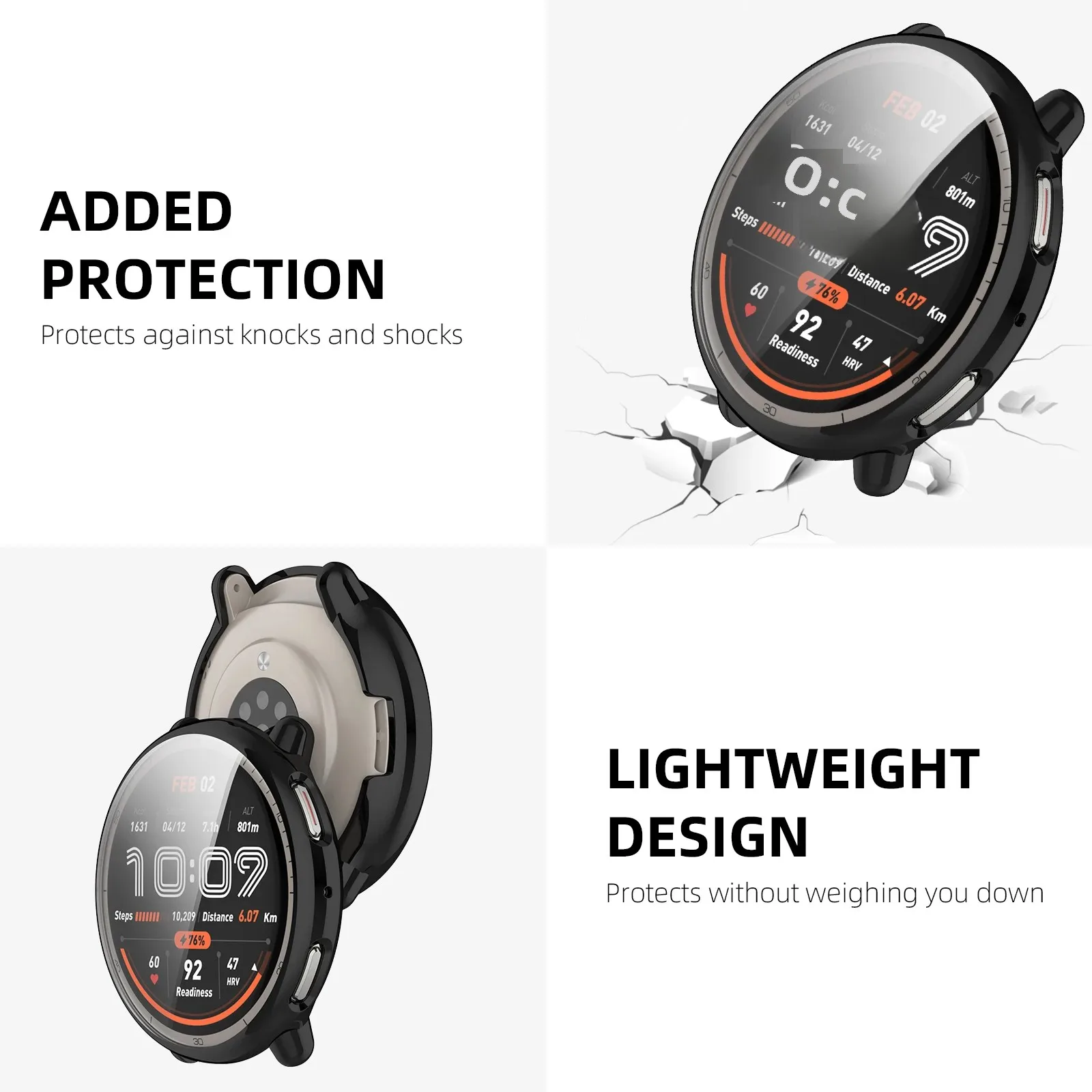 Amazfit Active 2 화면 보호기 케이스용 케이스 Active2 액세서리용 소프트 TPU 전방위 보호 범퍼 커버 쉘