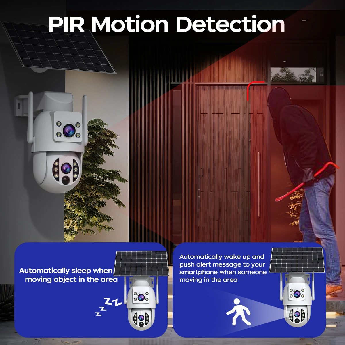 JOOAN 4K 태양광 보안 카메라 무선 야외 듀얼 렌즈 태양광 IP 카메라 PIR 컬러 야간 투시경 자동 추적 배터리 CCTV 캠
