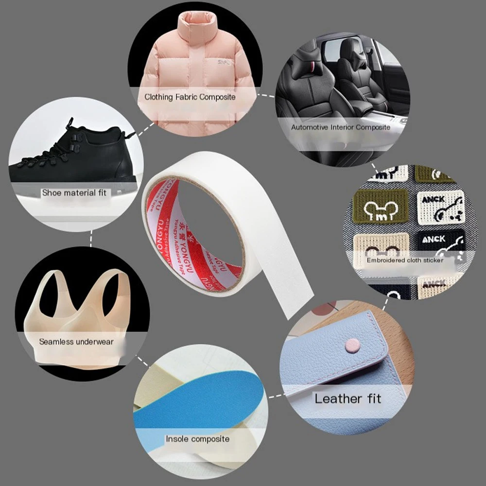 TPU 핫멜트 양면 테이프 슈퍼 끈적 끈적한 접착 의류 직물 원활한 원활한 철 난방 가정용 수리 다양한