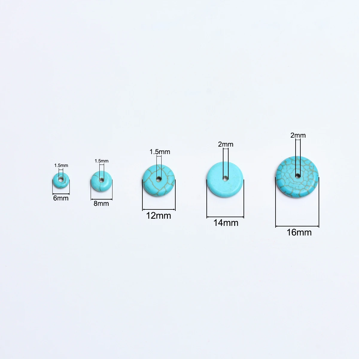 6mm/8mm/12mm/14mm/16mm 천연석 녹색 청록색 스페이서 플랫 라운드 비즈 50/30/15/10/5 개/가방 Diy 쥬얼리 만들기위한