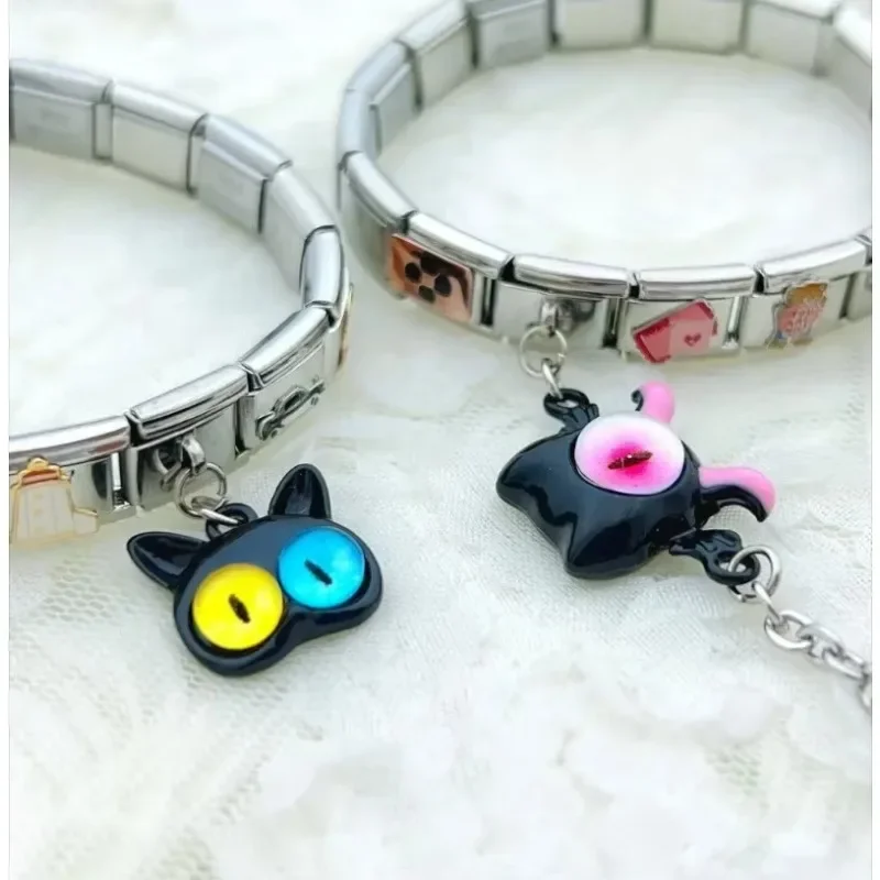 여성 패션 귀여운 작은 악마 이탈리아 매력 링크 맞는 9mm 모듈 형 별자리 팔찌 스테인레스 스틸 쥬얼리