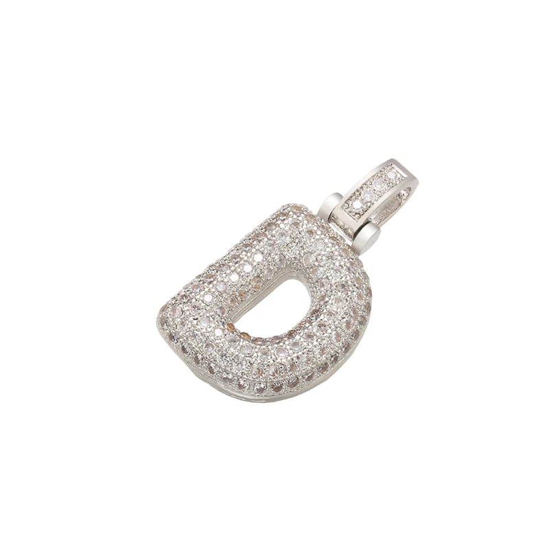 ZHUKOU 여성용 섬세한 26 실버 컬러 문자 펜던트, 수제 DIY 목걸이 귀걸이, 쥬얼리 액세서리 모드: VD61, 20x29mm