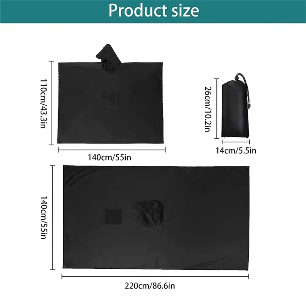 3 In 1 야외 군사 비옷 후드 슬리브 방수 비 판초 오토바이 레인 커버 캠핑 하이킹 여행 비옷 텐트