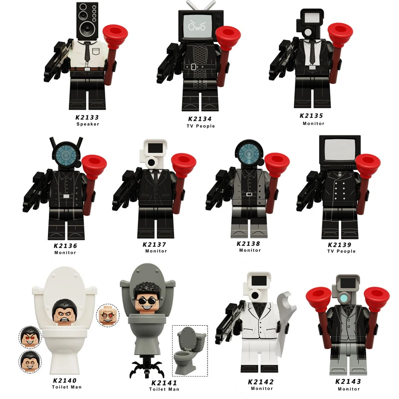 2025 Skibidi 화장실 남자 애니메이션 만화 벽돌 인형 카메라맨 스피커맨 TV 남자 미니 액션 벽돌 장난감 피규어 빌딩 블록