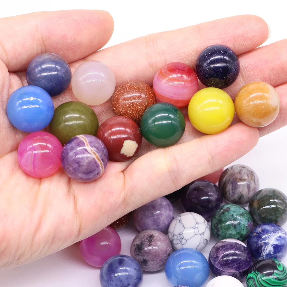 16mm 미니 천연석 크리스탈 라운드 볼 비즈 Reiki 치유 석영 자수정 마노 광물 표본 글로브 차크라 도매