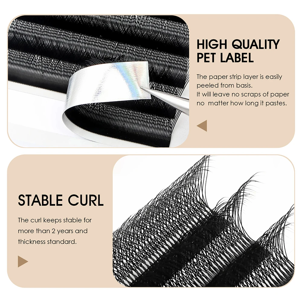 도매 MASSCAKU 0.07mm 두께 소프트 프리미엄 벨벳 섬유 W 스타일 속눈썹 경량 W 모양의 미리 만들어진 볼륨 팬 속눈썹