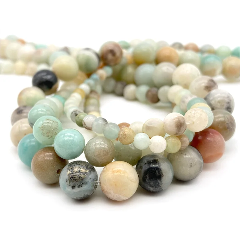 주얼리 제작용 루즈 라운드 비즈, 천연 스톤 비즈, 자수정 아마조나이트 마노 옥, 팔찌 목걸이 DIY, 4mm, 6mm, 8mm, 10mm