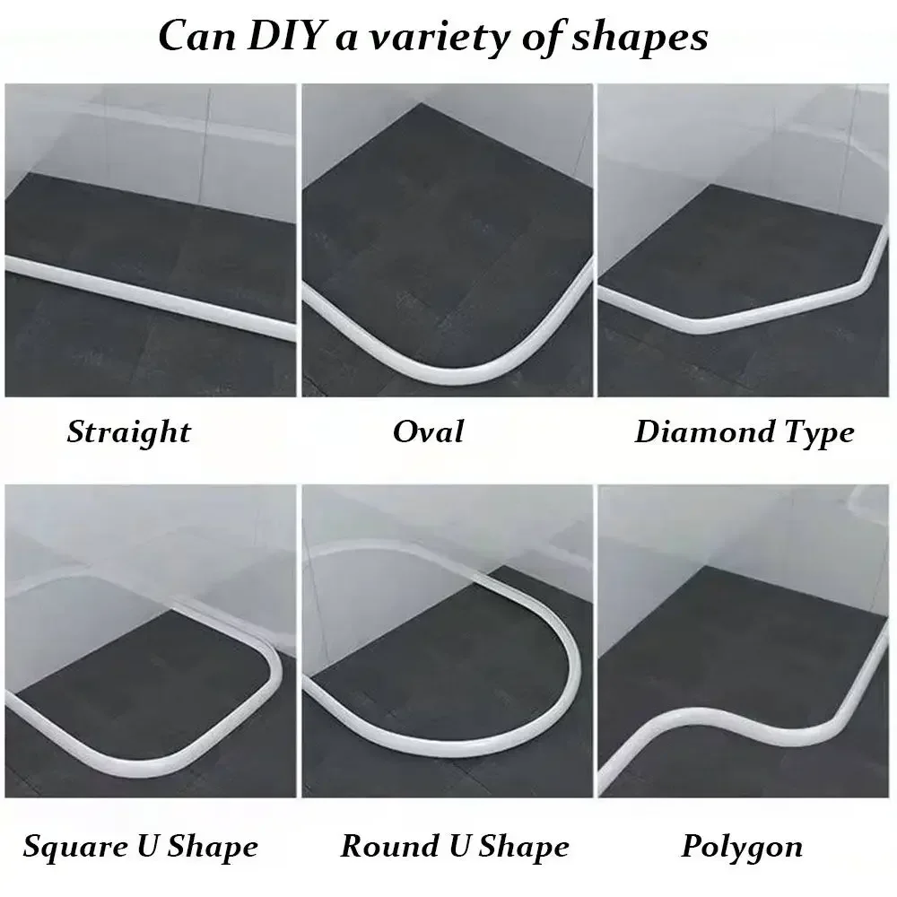 실리콘 워터 스토퍼 자체 접착 구부릴 수있는 유연한 물 유지 스트립 욕실 도어 건식 습식 분리 샤워 댐 배리어